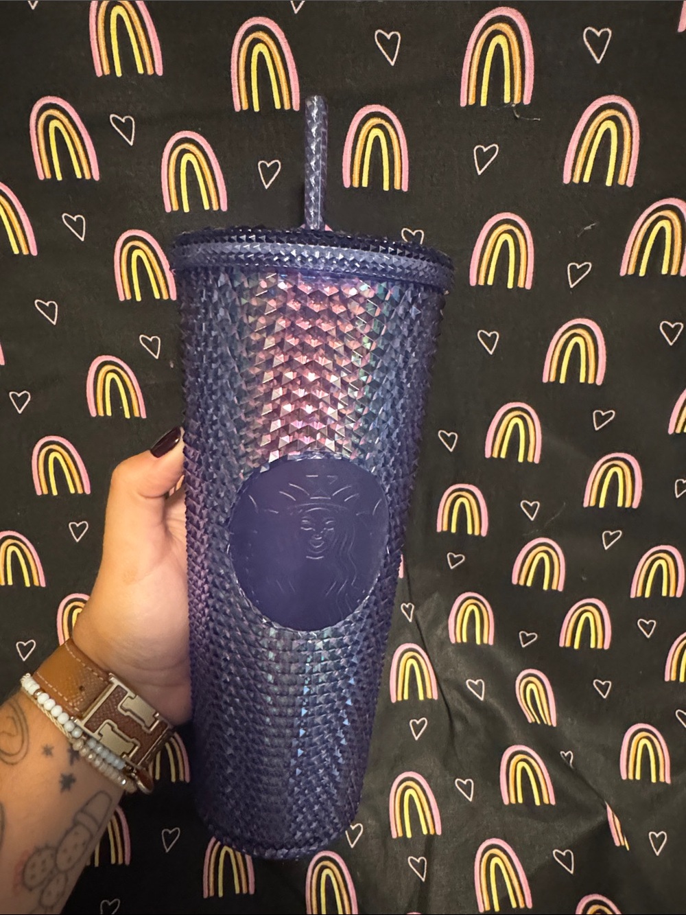 Walt Disney World 50th Anniversary Starbucks Blue/Purple Studded Venti Tumbler